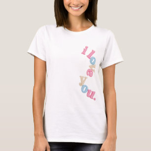 Esthetische 'ik hou van jou' Golvende Pastel Typog T-shirt