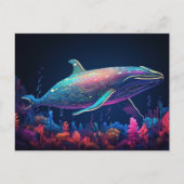 Esthetische illustratie van neon whale briefkaart (Voorkant)