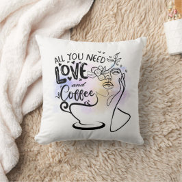 Esthetische illustraties, Girl's Coffee Kussen