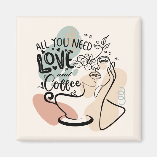 Esthetische illustraties, Girl's Coffee Magneet (Voorkant)
