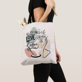 Esthetische illustraties, Girl's Coffee Tote Bag