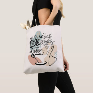 Esthetische illustraties, Girl's Coffee Tote Bag