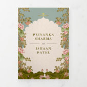 Esthetische Indiase Trouw QR-code Alles in Eén Drieluik Uitnodiging (Cover)