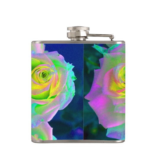 Esthetische iriserende parelachtige Rozen Wees bli Heupfles (Achterkant)