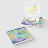 Esthetische iriserende parelachtige Rozen Wees bli Stenen Onderzetter (Zijkant)