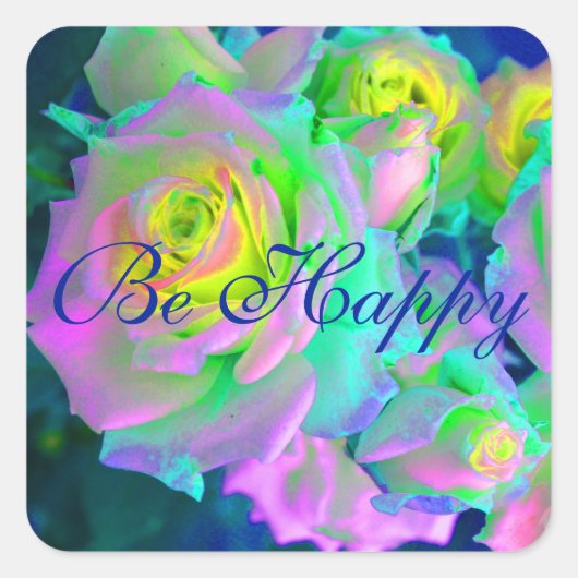 Esthetische iriserende parelachtige Rozen Wees bli Vierkante Sticker (Voorkant)