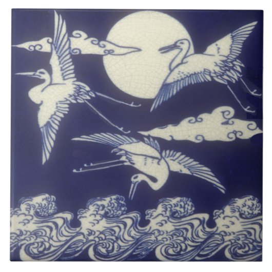 esthetische Japanse Antiek Repro Tile 3 kranen Tegeltje (Voorkant)