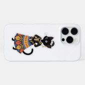 Esthetische Javaanse Zwarte Kat in Traditionele Ke iPhone Hoesje (Achterkant horizontaal)