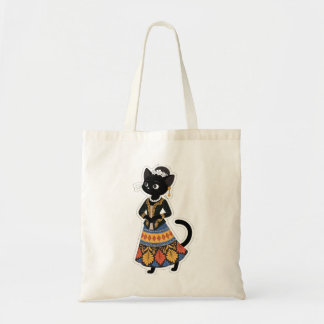 Esthetische Javaanse Zwarte Kat in Traditionele Ke Tote Bag
