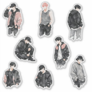 Esthetische K-Pop Idol Silhouet Minimalistische Fa Sticker