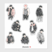 Esthetische K-Pop Idol Silhouet Minimalistische Fa Sticker (Vel)