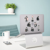 Esthetische K-Pop Idol Silhouet Minimalistische Fa Sticker (Laptop op bureau)