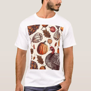 Esthetische kalkoen en kalebas patroon t-shirt