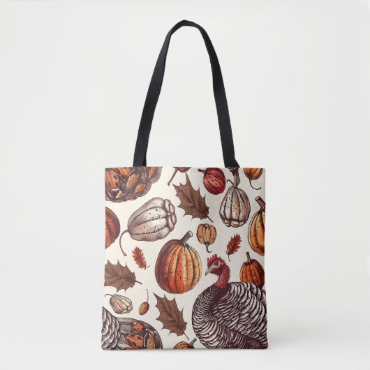 Esthetische kalkoen en kalebas patroon tote bag (Voorkant)