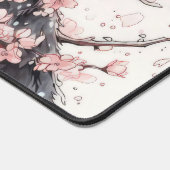 Esthetische kat en roze bloemen bureaumat (Hoek)