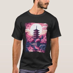 Esthetische kersenbloesem Sakuraboom in een damp T-shirt