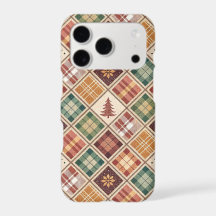 Esthetische kerst geruite telefoonhoes