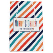Esthetische Kerst Retro Merry & Bright Medium Cadeauzakje (Voorkant)