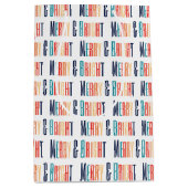 Esthetische Kerst Retro Merry & Bright Medium Cadeauzakje (Voorkant)