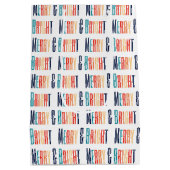 Esthetische Kerst Retro Merry & Bright Medium Cadeauzakje (Achterkant)