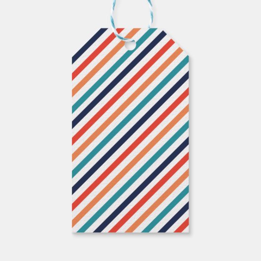 Esthetische kerst retro strepen kleurrijke lijnen cadeaulabel (Achterkant)