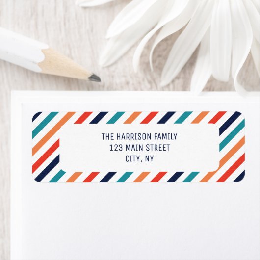 Esthetische kerst retro strepen kleurrijke lijnen etiket (Insitu)