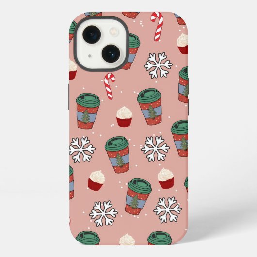 Esthetische Kerstmis Mistletoe Koffie iPhone Hoesje (Achterkant)