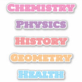 Esthetische klasnaam schoolvak sticker (Voorkant)