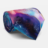 Esthetische kleurrijke agaat regenboog glitter tex stropdas (Opgerold)