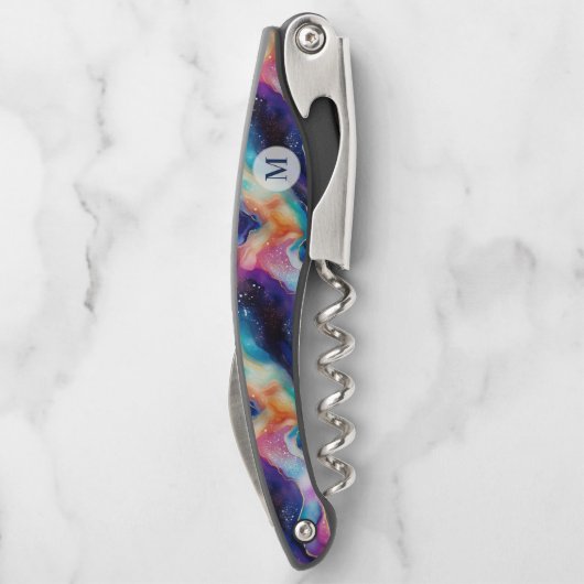 Esthetische kleurrijke agate glitter textuur monog kurkentrekker (Achterkant)