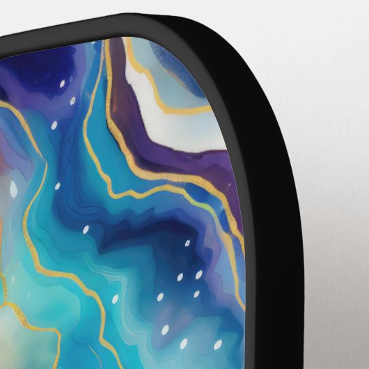 Esthetische kleurrijke glitter agaat textuur monog pickleball paddle (Links Detail)