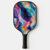 Esthetische kleurrijke glitter agaat textuur monog pickleball paddle (Achterkant)