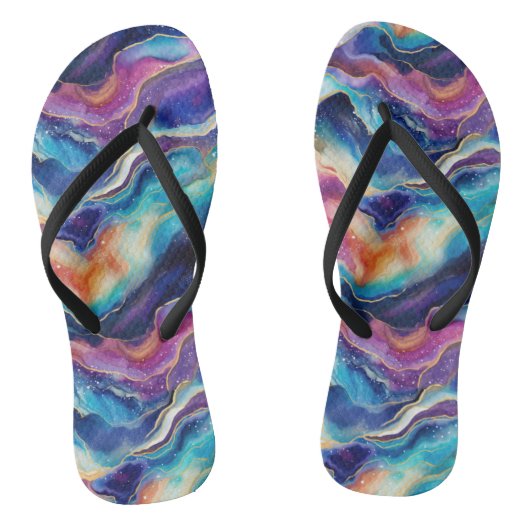 Esthetische kleurrijke moderne regenboogagaat glit teenslippers (Voetbed)