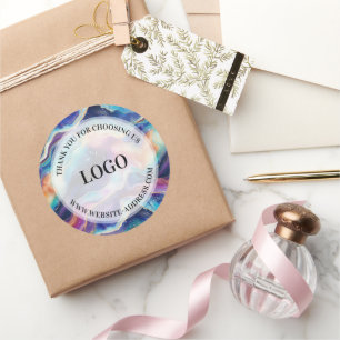 Esthetische kleurrijke regenboog glitter agaat ronde sticker