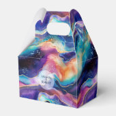 Esthetische kleurrijke regenboogagaat glitter mono bedankdoosjes (Achterkant)