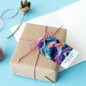 Esthetische kleurrijke regenboogagaat glitter mono cadeaulabel