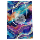 Esthetische kleurrijke regenboogagaat glitter mono medium cadeauzakje (Voorkant)