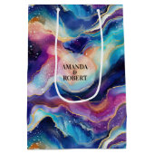 Esthetische kleurrijke regenboogagaat glitter mono medium cadeauzakje (Achterkant)