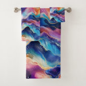 Esthetische kleurrijke regenboogagaat glitter text bad handdoek (Insitu)