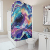 Esthetische kleurrijke regenboogagaat glitter text douchegordijn (In situ)