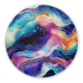 Esthetische kleurrijke regenboogagaat glitter text keramische knop (Voorkant)