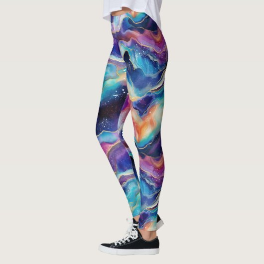 Esthetische kleurrijke regenboogagaat glitter text leggings (Links)