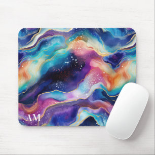 Esthetische kleurrijke regenboogagaat glitter text muismat