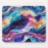 Esthetische kleurrijke regenboogagaat glitter text muismat (Voorkant)