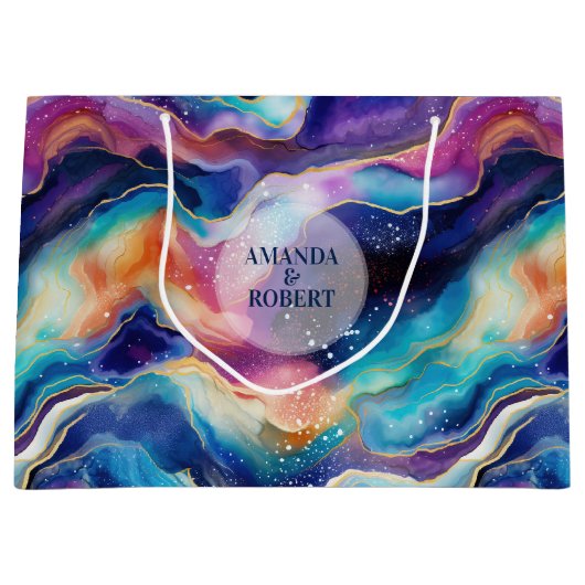 Esthetische kleurrijke regenboogagaat modern monog groot cadeauzakje (Voorkant)