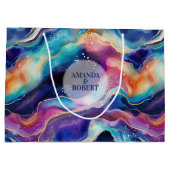 Esthetische kleurrijke regenboogagaat modern monog groot cadeauzakje (Achterkant)