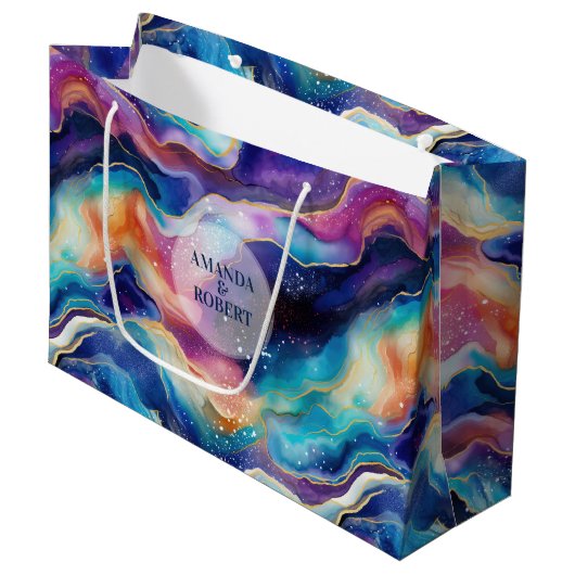 Esthetische kleurrijke regenboogagaat modern monog groot cadeauzakje (Voorkant Gekanteld)