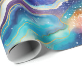 Esthetische kleurrijke regenboogagaat moderne glit cadeaupapier (Rol Hoek)