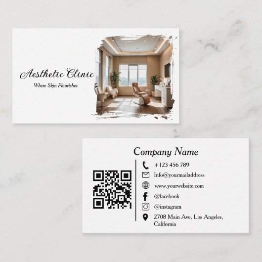 Esthetische kliniek moderne QR-code foto Visitekaartje (Voorkant / Achterkant)
