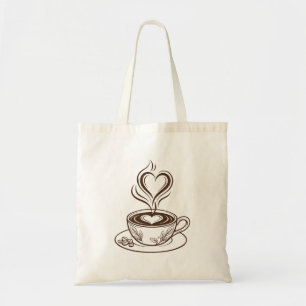 Esthetische koffie Latte Art en Hart Stoom Tote Bag